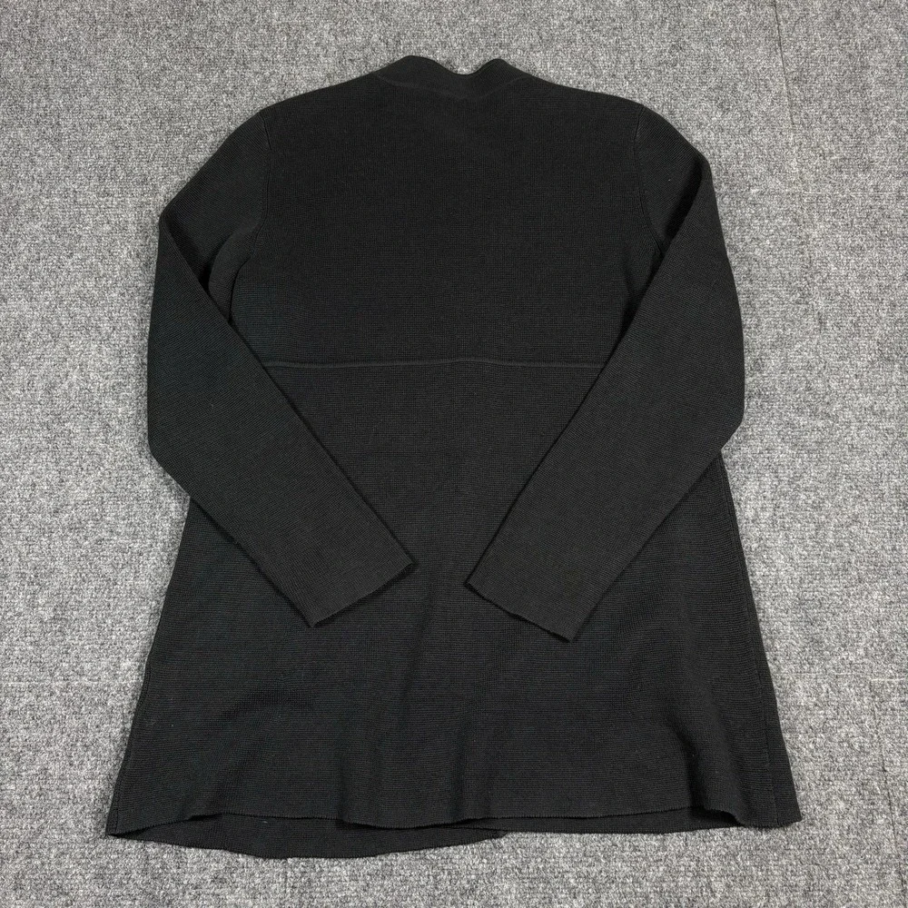 Eileen Fisher Black‎ Half Button Mandarin Collar Silk Blend Cardigan Size PS